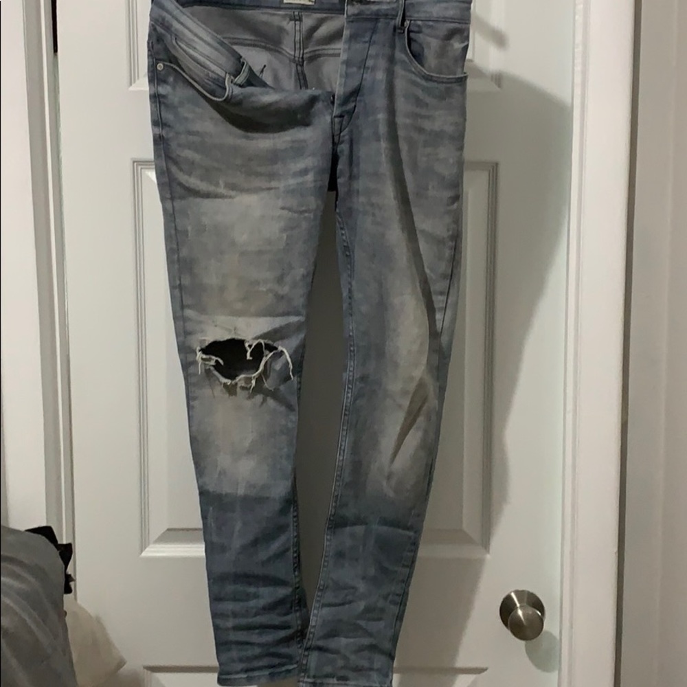 Topman Men’s Skinny Ripped Stretch Jeans